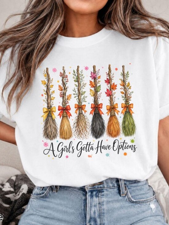 Tops - Halloween Witch Brooms Shirt, A Girls Gotta Have Options Tshirt